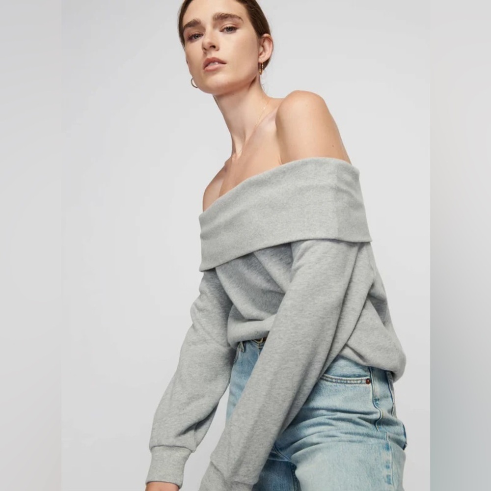 Nation Ltd Barbie Off Shoulder Sweatshirt Grey